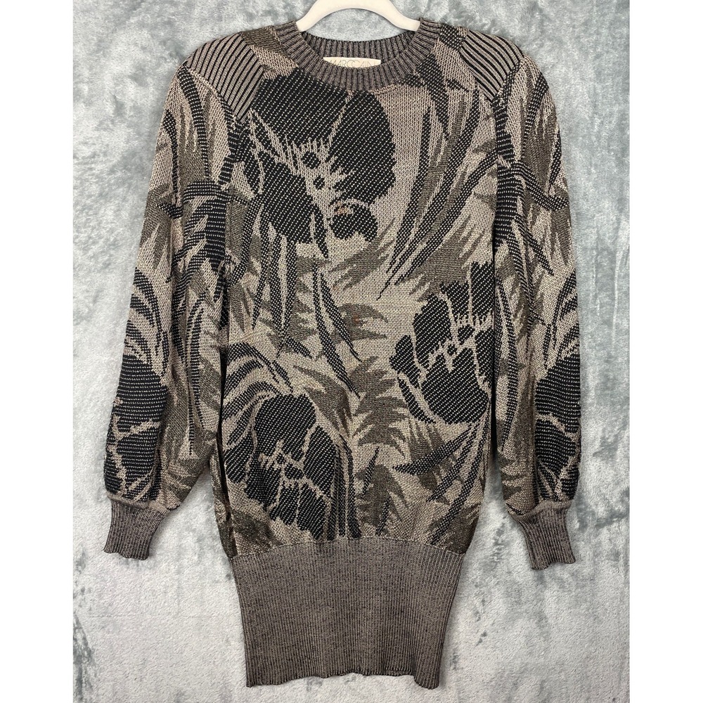 Marc Cain Knit Sweater Dress Womens Medium Floral Neutral Pullover Vintage